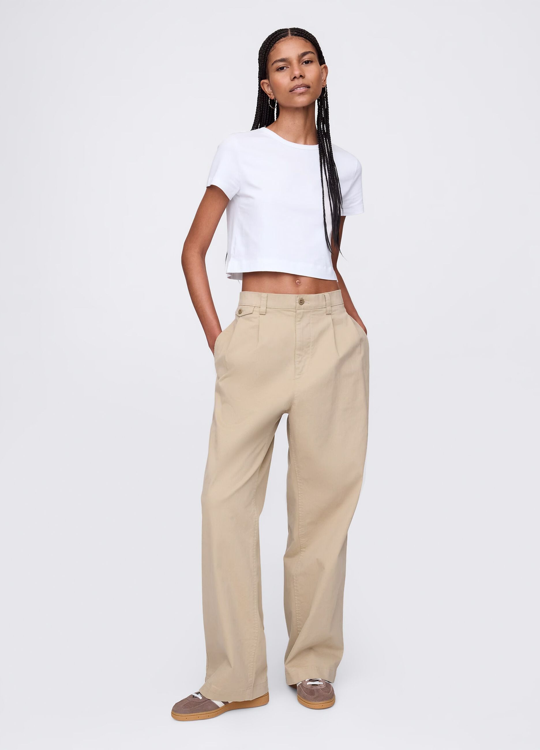 White cropped T-shirt in cotton