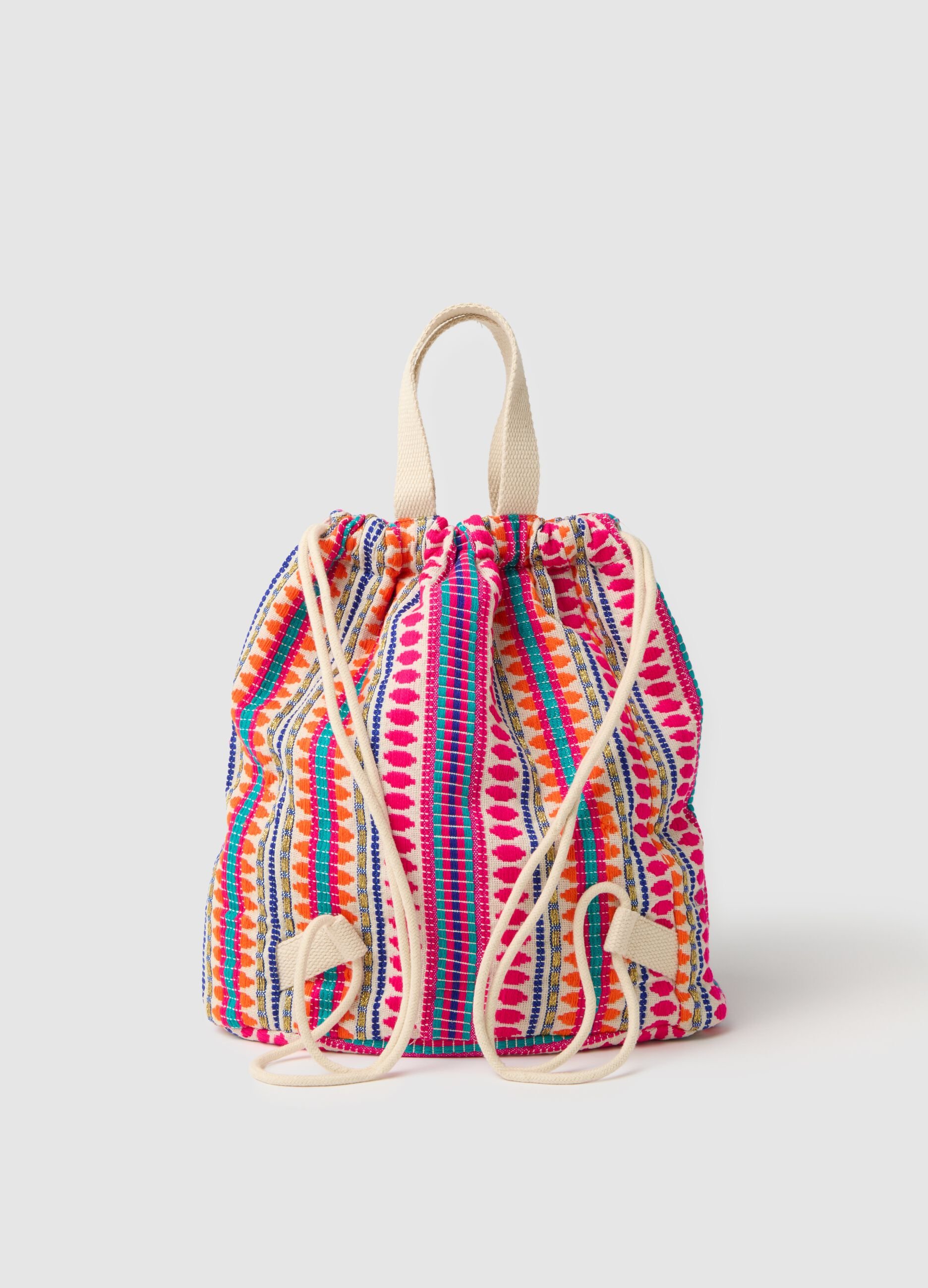 Women's Multicolour Cotton Blend Backpack
