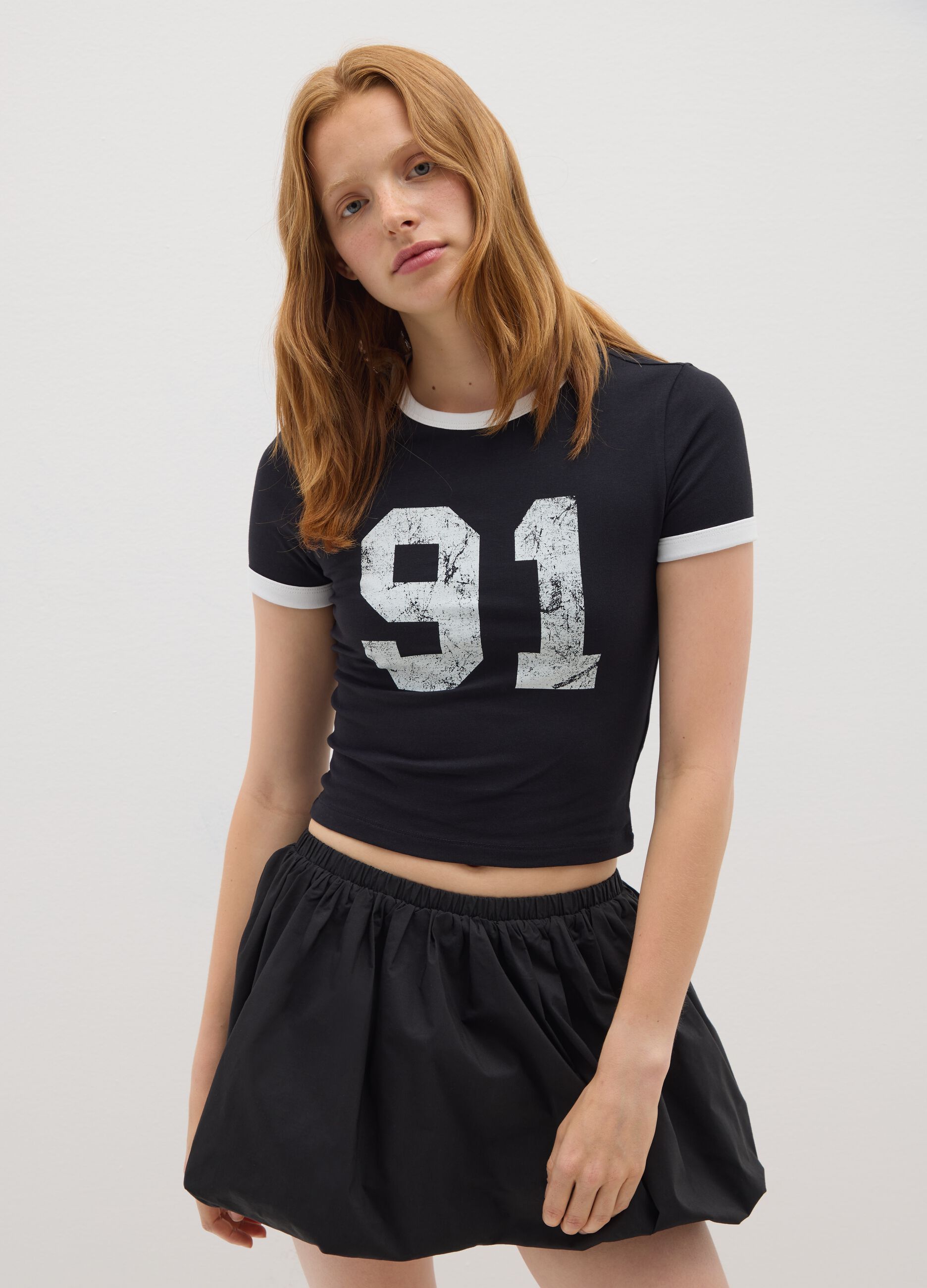 Women's multi-colour stretch cotton T-shirt