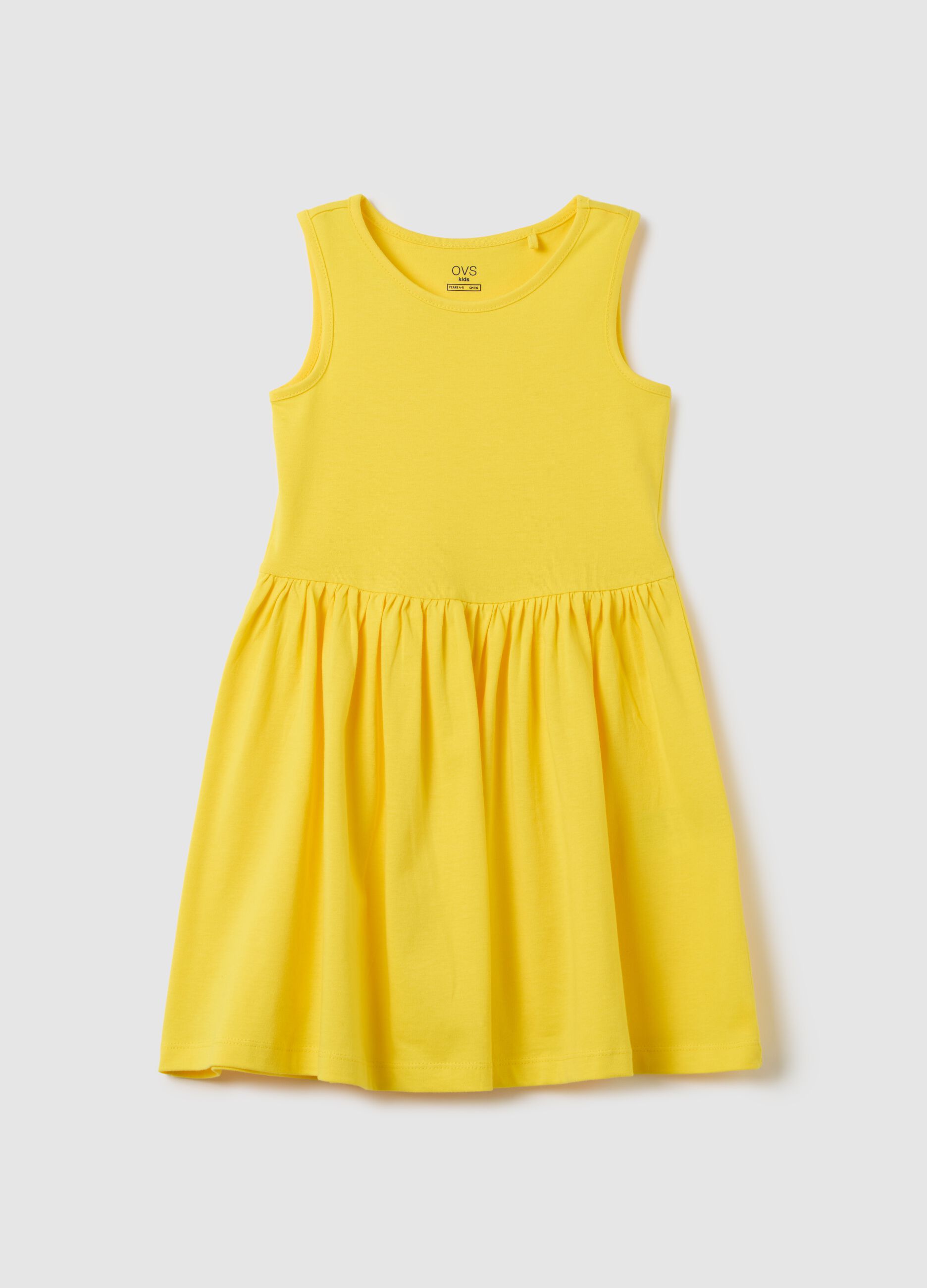Girl's pure cotton yellow dress with regular fit