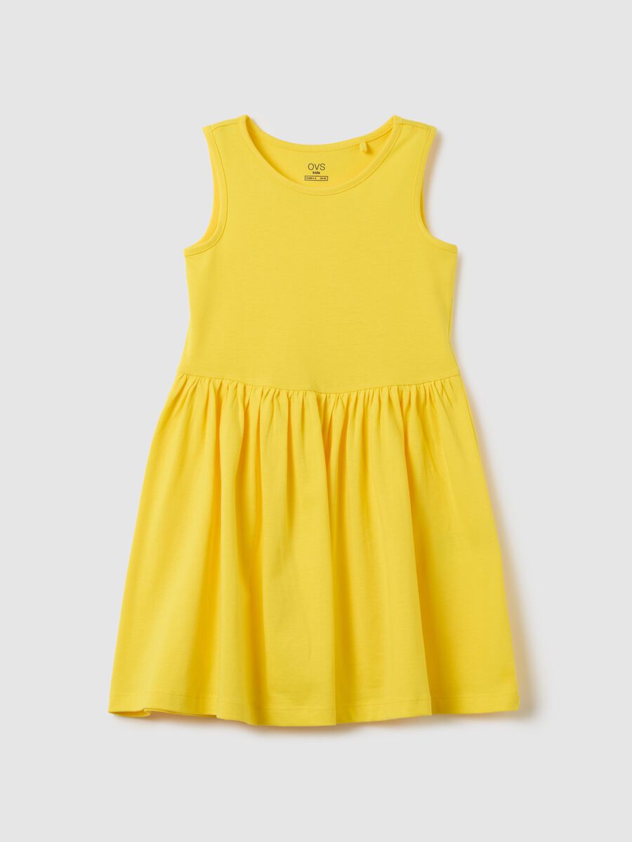 Girl's pure cotton yellow dress with regular fit_0