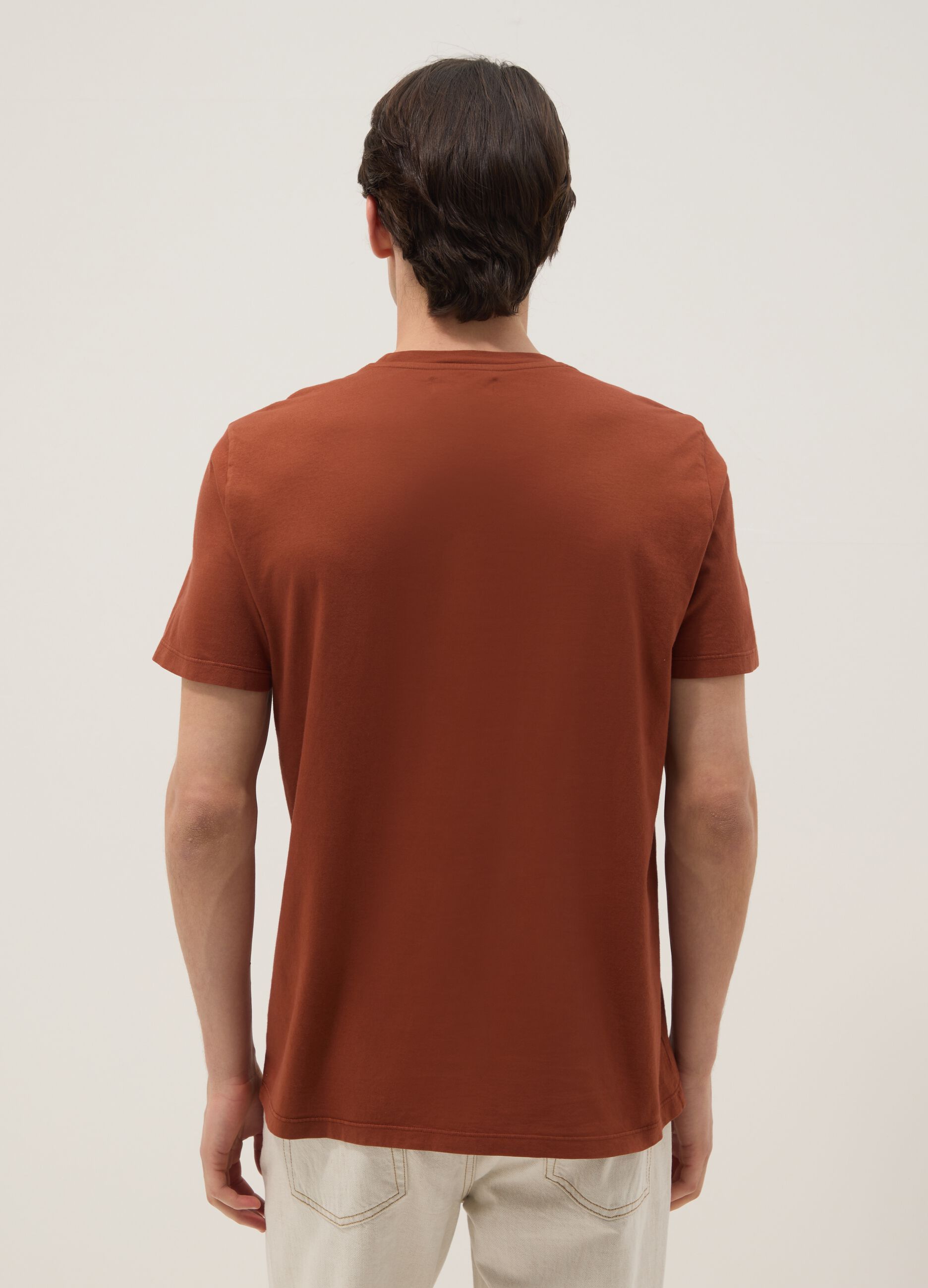 T-shirt rossa in puro cotone a maniche corte regular fit
