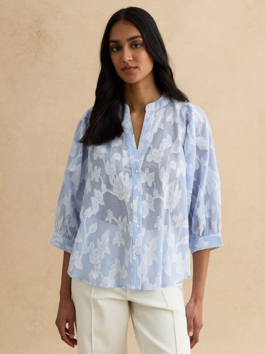 Multicolour pure cotton regular fit shirt with floral design_0