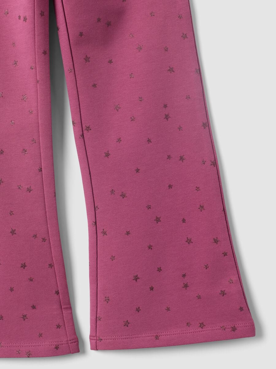 Girls&rsquo; purple flared stretch-cotton trousers with star print_3