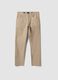 Beige regular-fit stretch cotton twill trousers_4