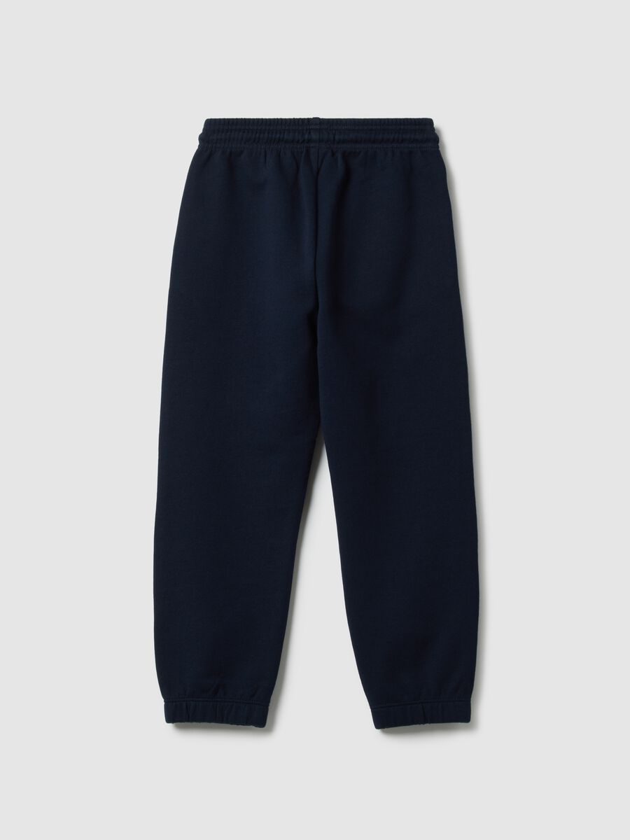 Kids' blue jogger trousers in pure cotton, regular fit with logo_1
