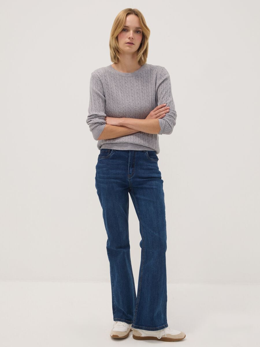 Grey viscose-blend cable-knit jumper, regular fit_2