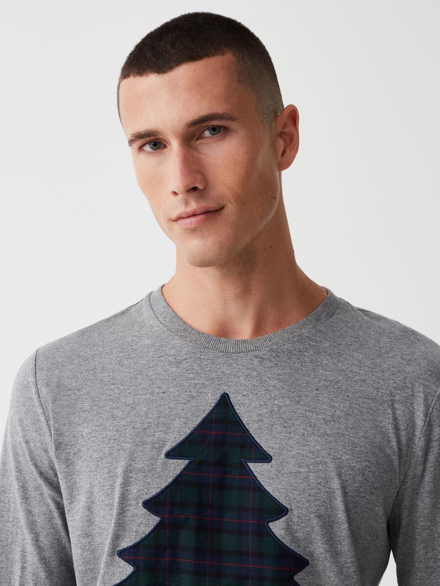 Pigiama lungo con patch tartan_1