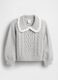 Grey girl's sweater with lace collar_0