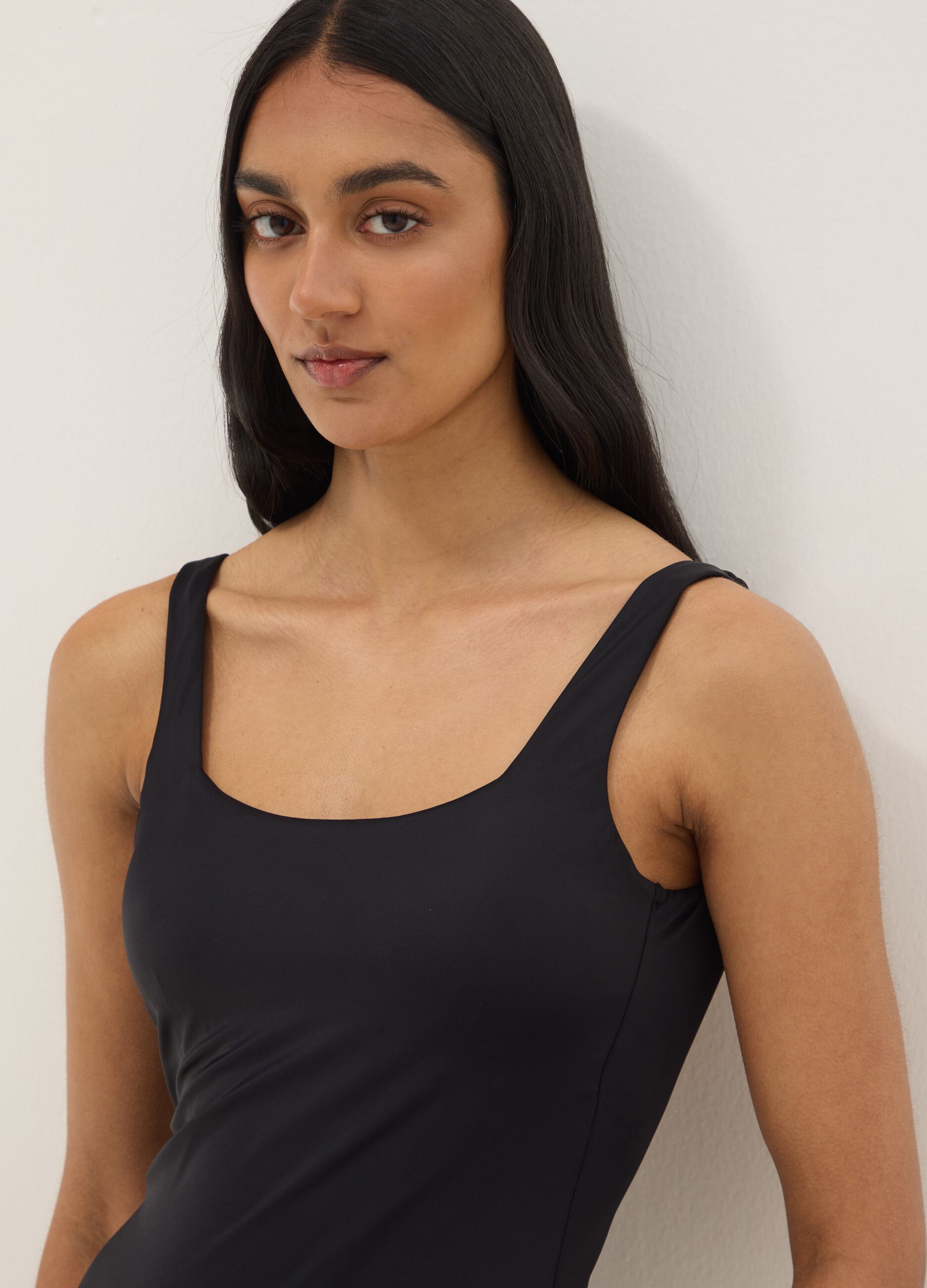 Black Stretch One-Piece Swimsuit with Padding