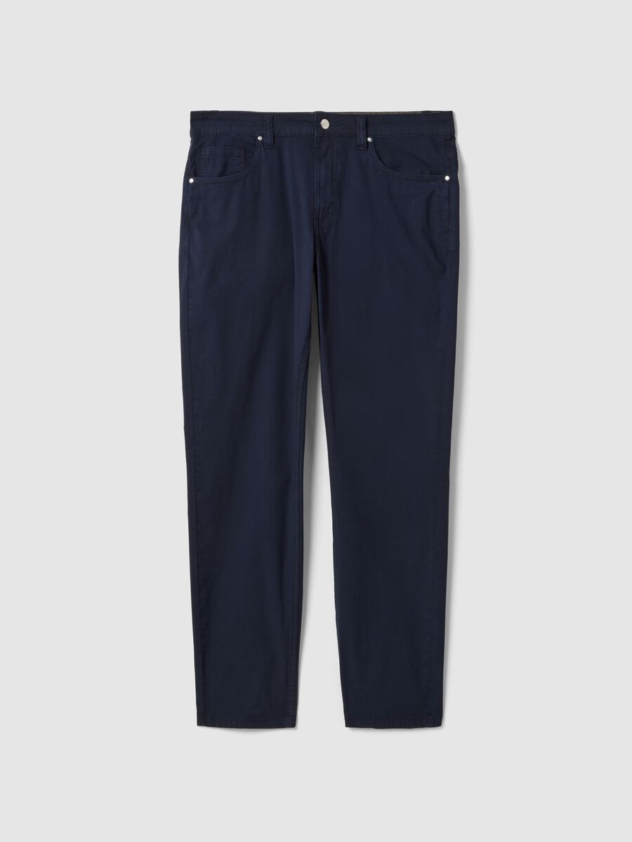 Slim Fit Stretch Cotton Blue Trousers_4