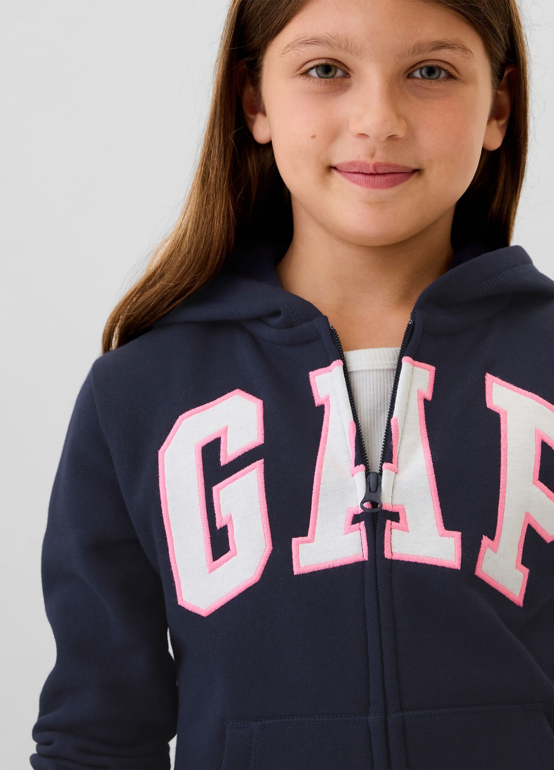 Full-zip hoodie with embroidered logo