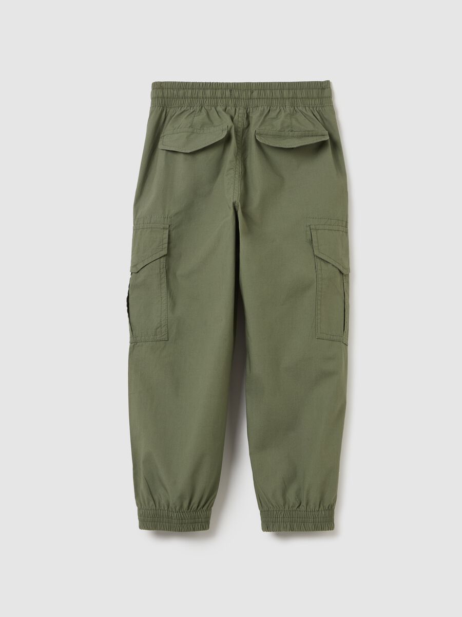 Joggers cargo in tela di cotone con coulisse_1