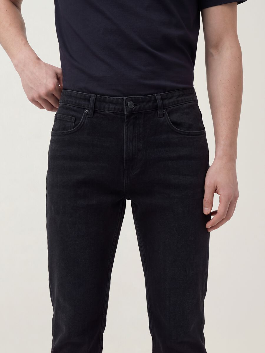 Black denim jeans in cotton-viscose blend, regular fit_2