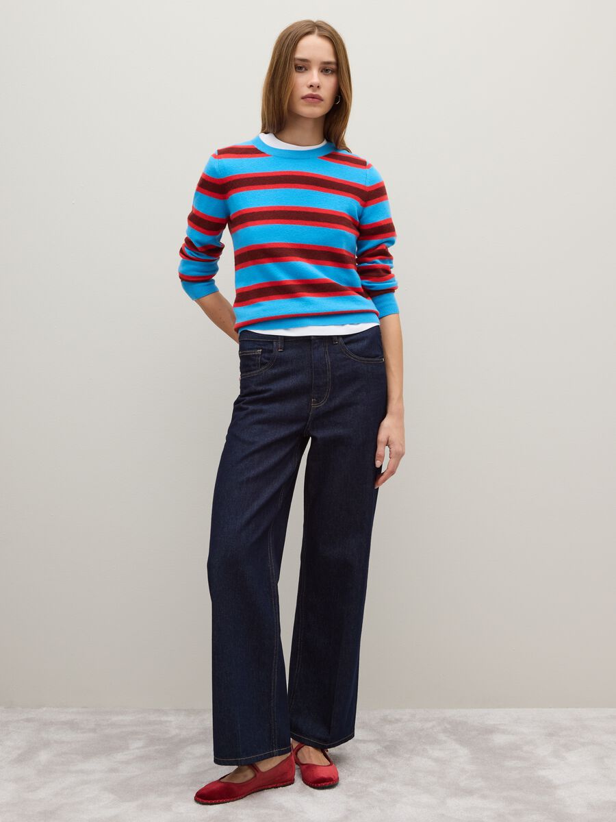 Multicolour striped jumper in pure wool_1