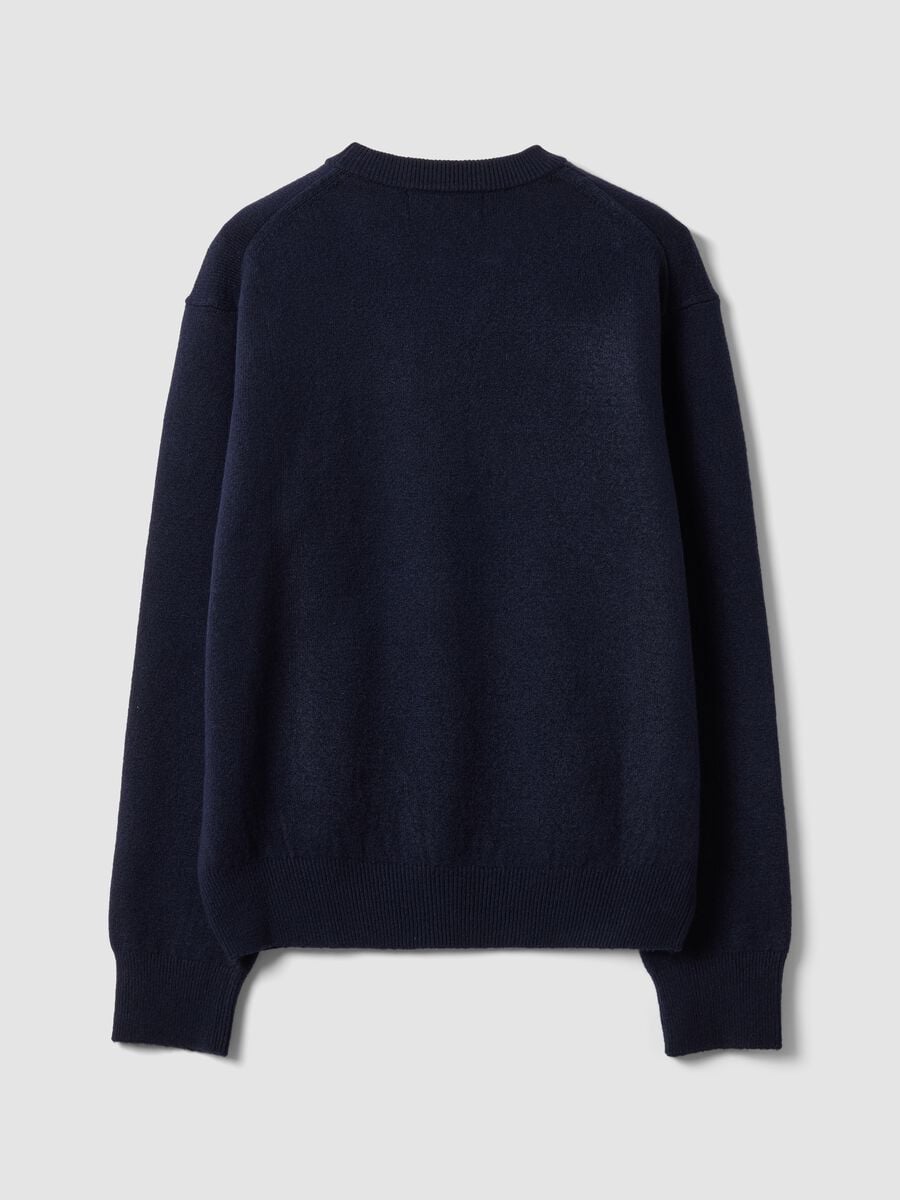 Blue crew-neck jumper in stretch wool_6