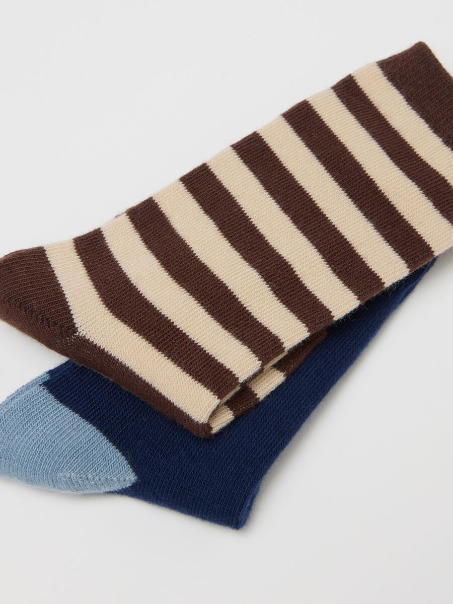 Multicolour infant long cotton blend socks triple pack_1