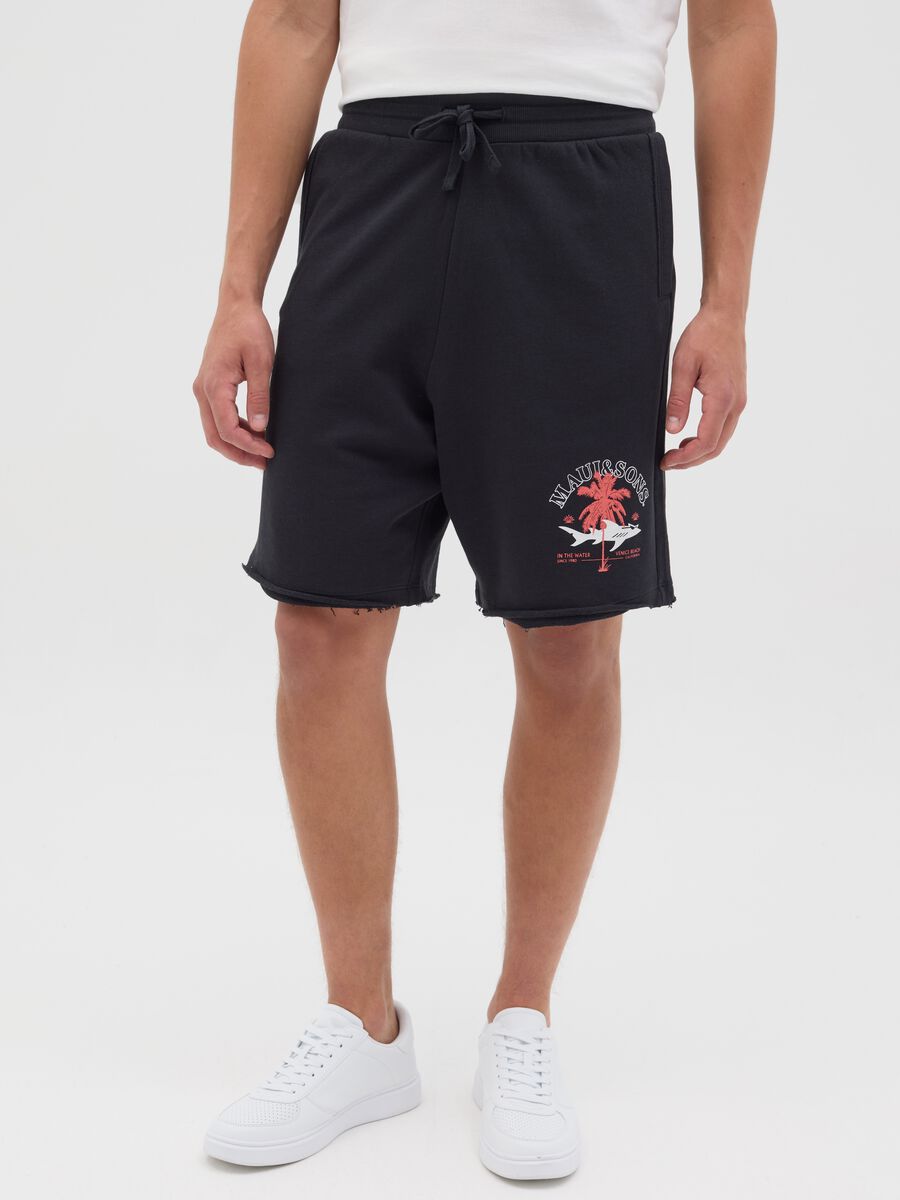 Black relaxed fit cotton Maui shorts_1