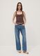 Brown fitted polka-dot stretch cotton top_1