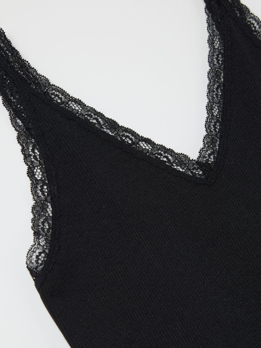 Ribbed black tank top with lace_5