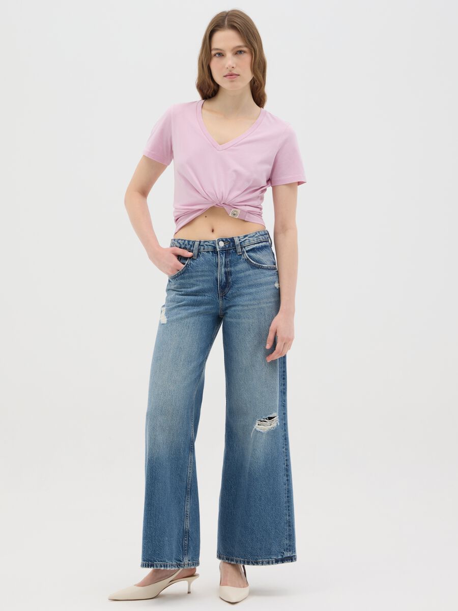 Women’s pink regular-fit T-shirt in 100% cotton with round neck_1
