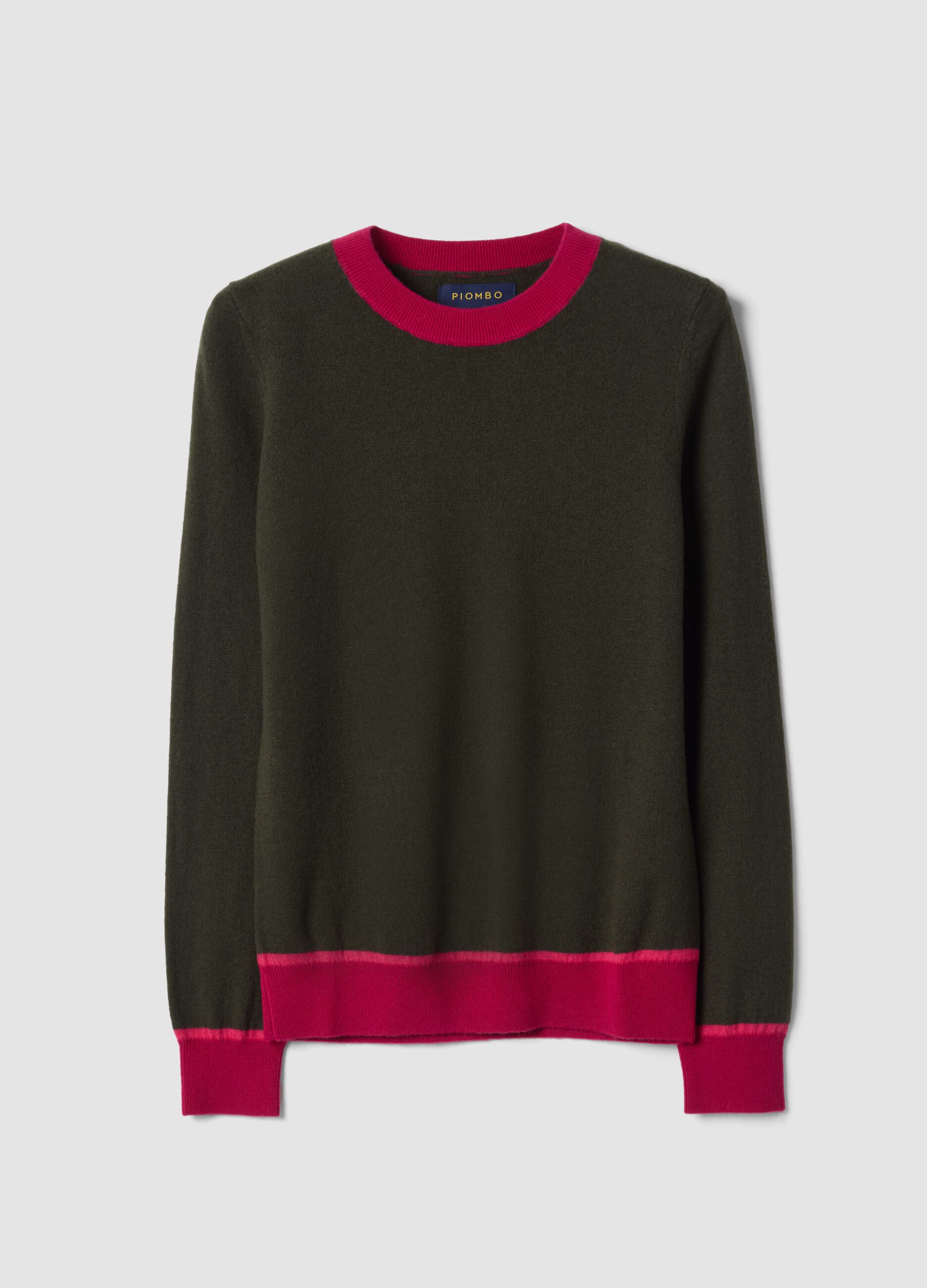 Maglia verde in pura lana con girocollo