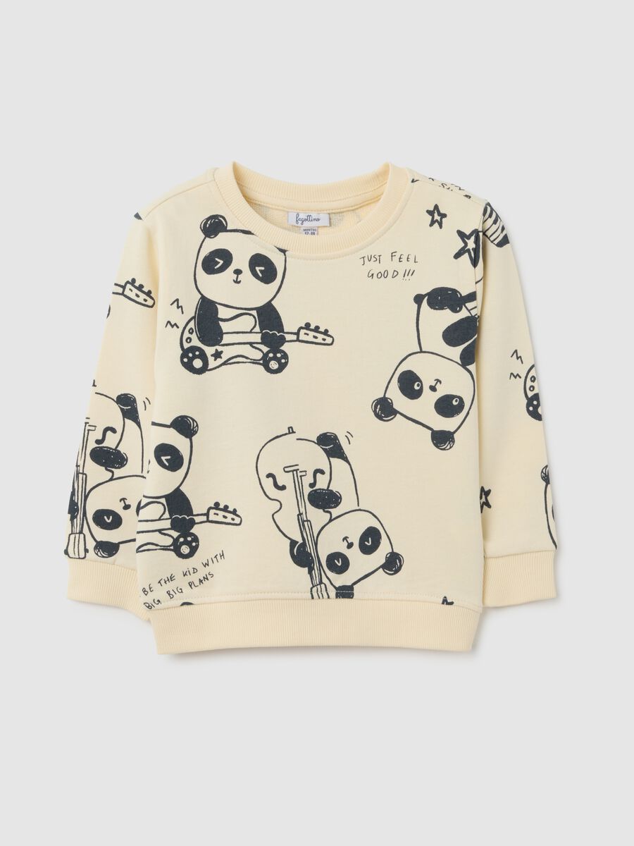 Felpa da neonato in puro cotone beige regular fit_0