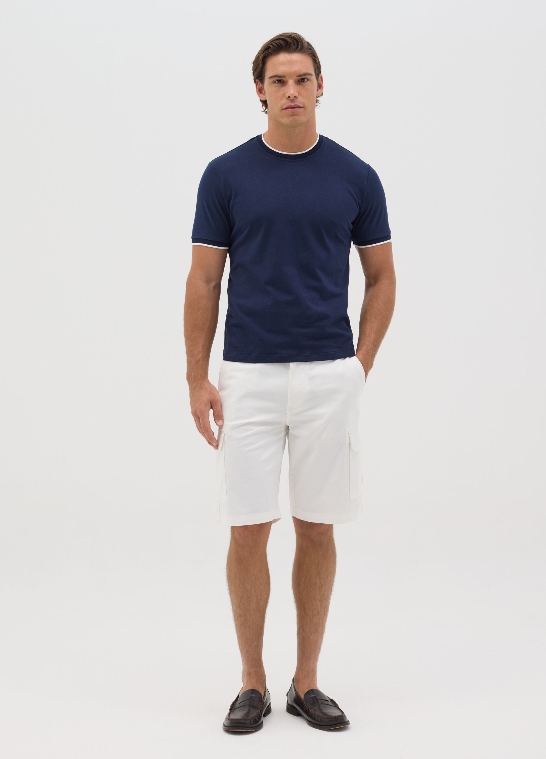 Blue fitted T-shirt in cotton