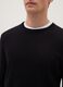 Black crew neck pullover in cotton blend regular fit_3