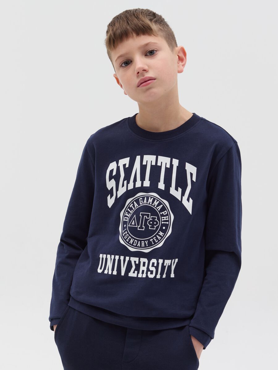 T-shirt a maniche lunghe con stampa lettering_0