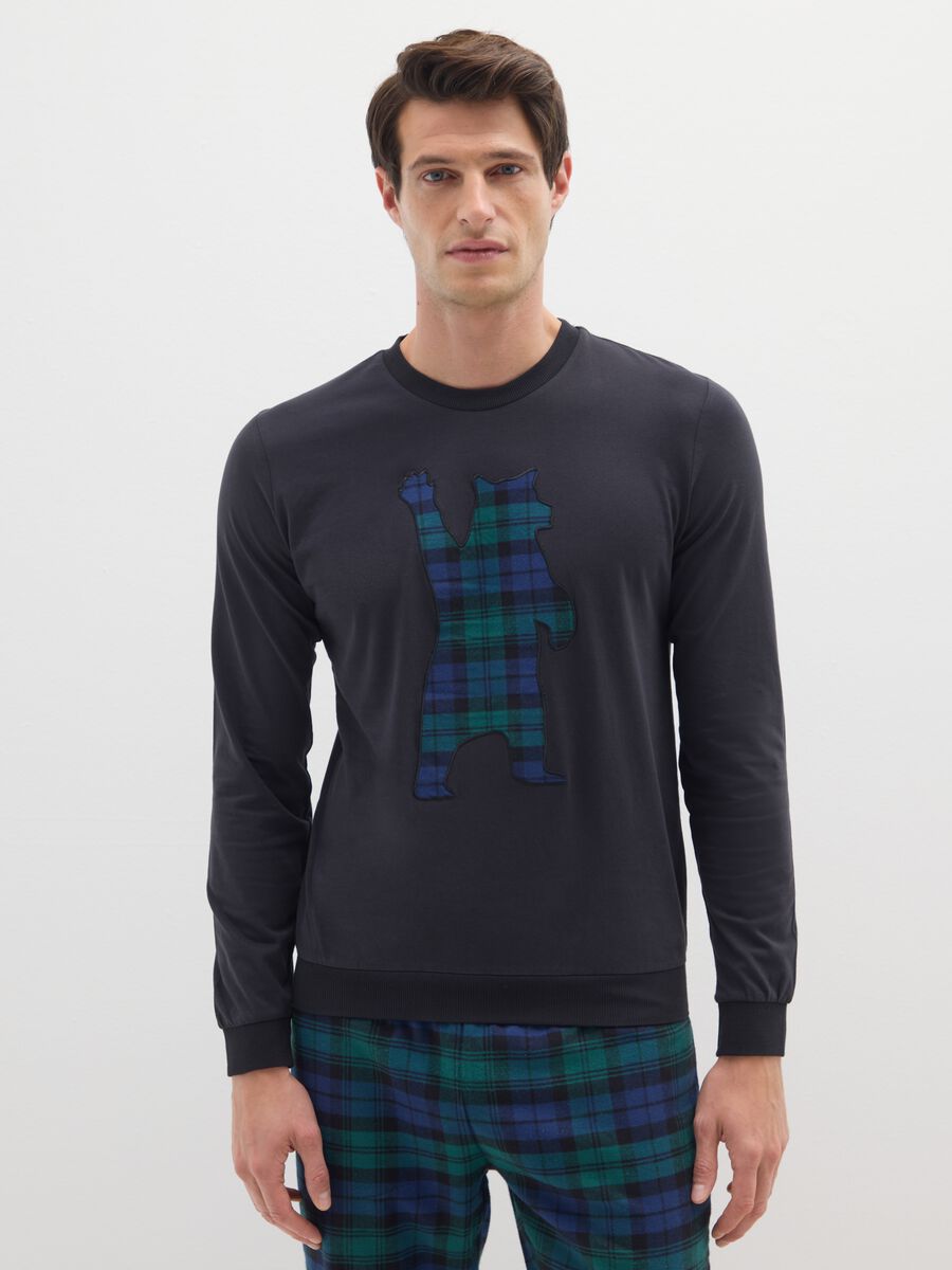 Long multicolour check pyjamas in pure cotton regular fit_1