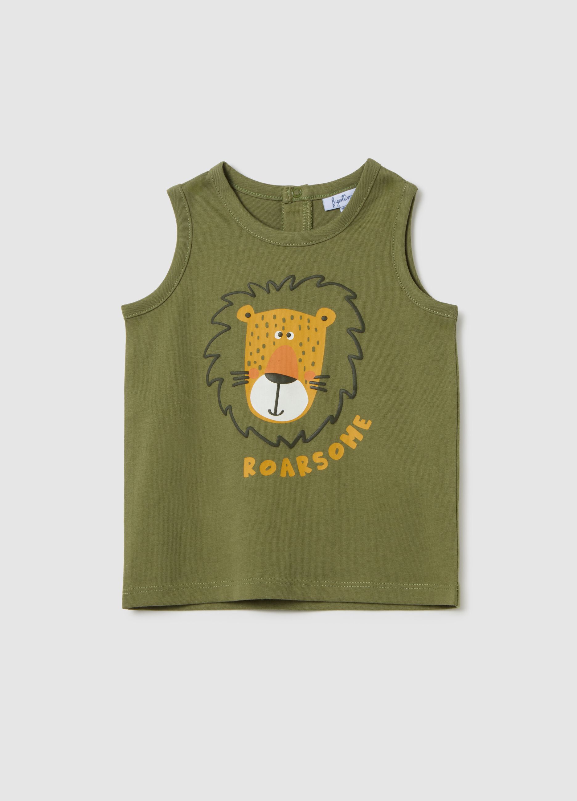Children's green pure cotton vest regular fit