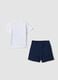 Blue and white pure cotton T-shirt and shorts set for baby boy, regular fit_1