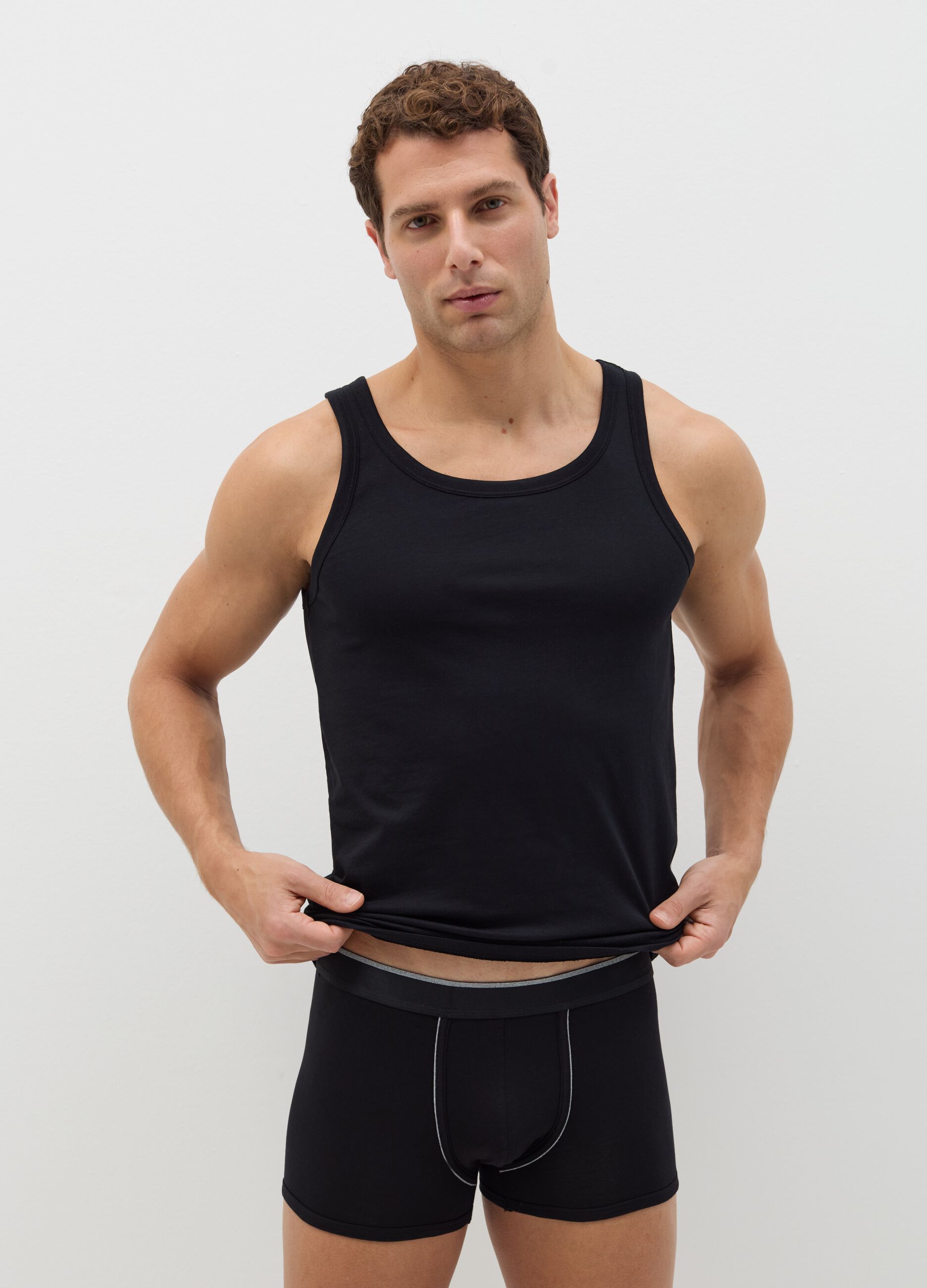 Two-pack boxer shorts in Supima cotton with contrasting piping