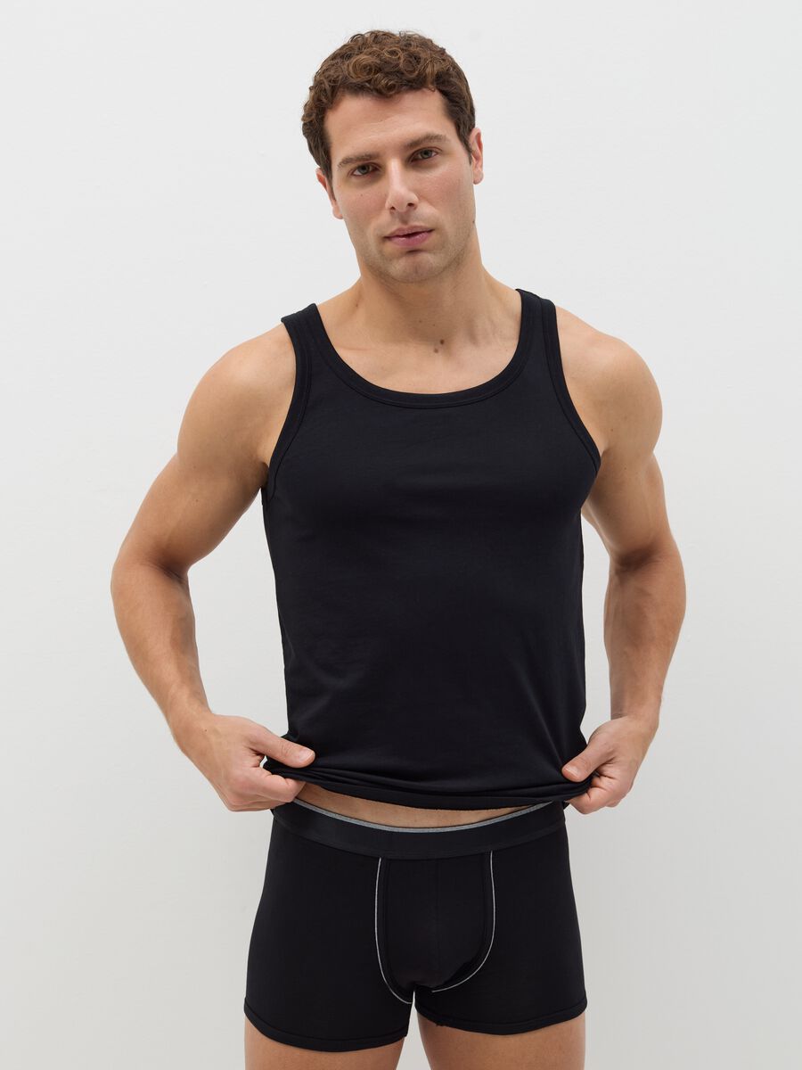 Two-pack boxer shorts in Supima cotton with contrasting piping_0