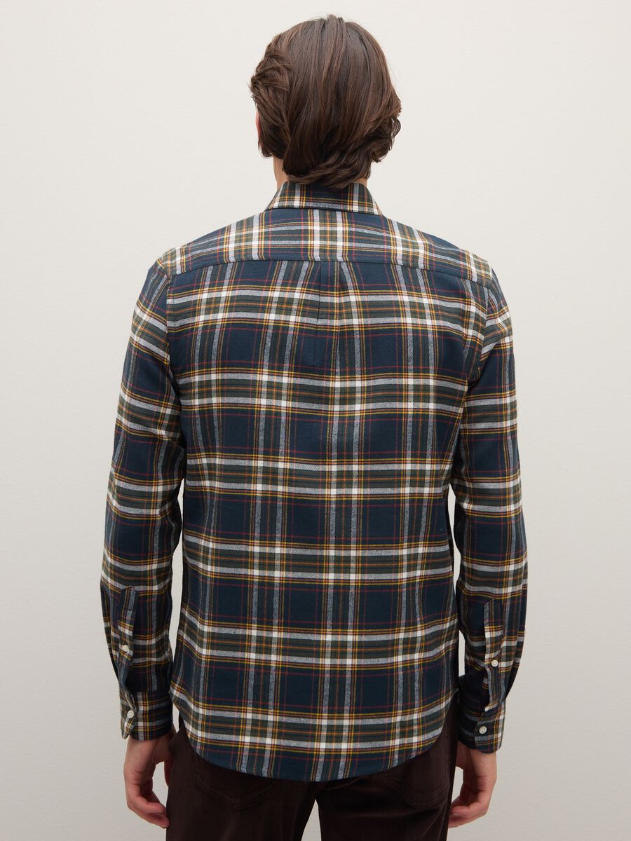 Multicolour long sleeve shirt in pure cotton with a regular fit and check pattern_3