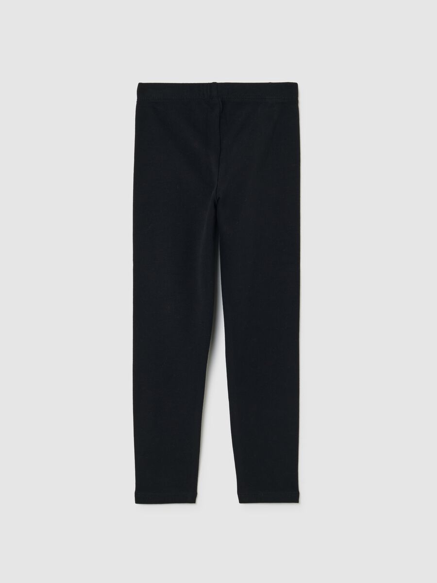 Girls' black stretch cotton skinny leggings_1