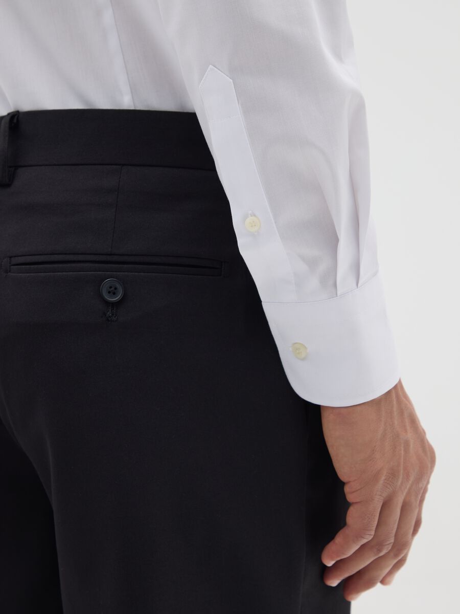 White Cotton Blend Slim Fit Shirt_3