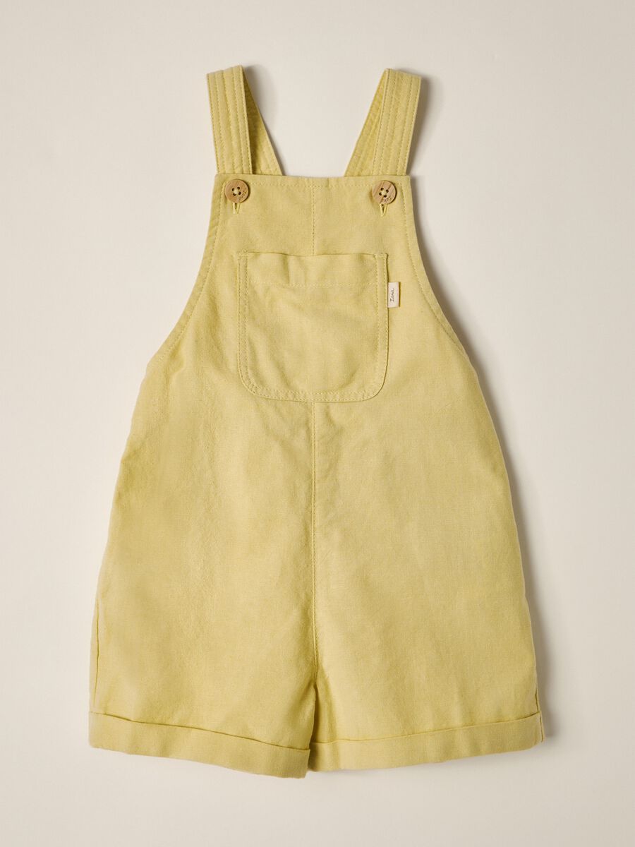 Short linen blend dungarees IANA for baby_0
