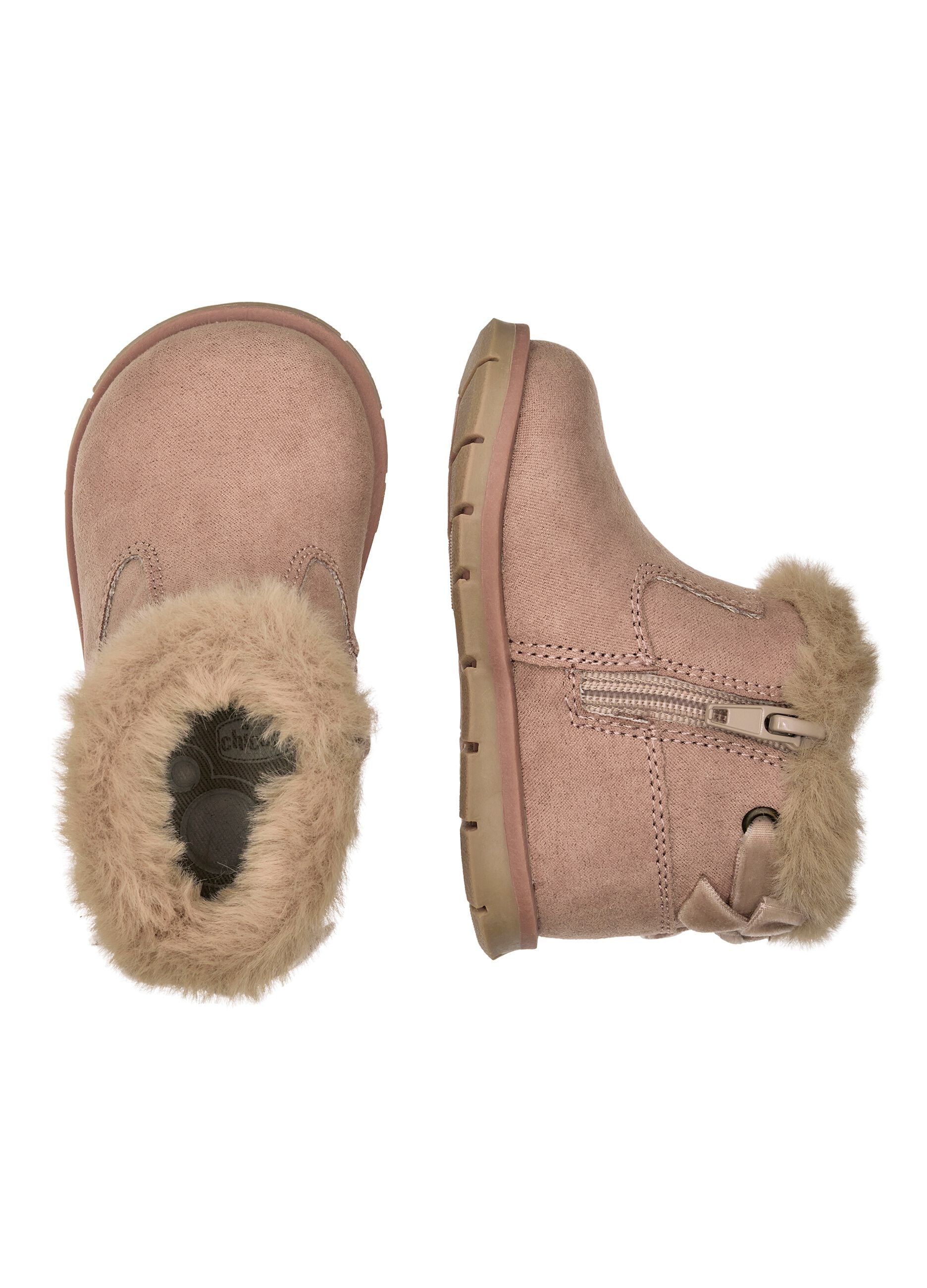 Chicco pink plush-effect ankle boots