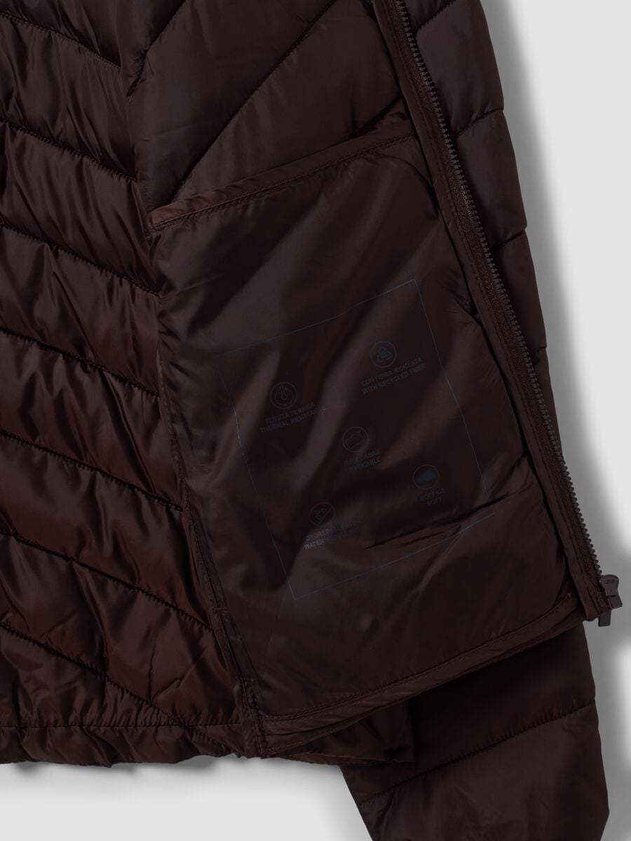 Giacca Ultralight marrone trapuntata con cappuccio e zip_2