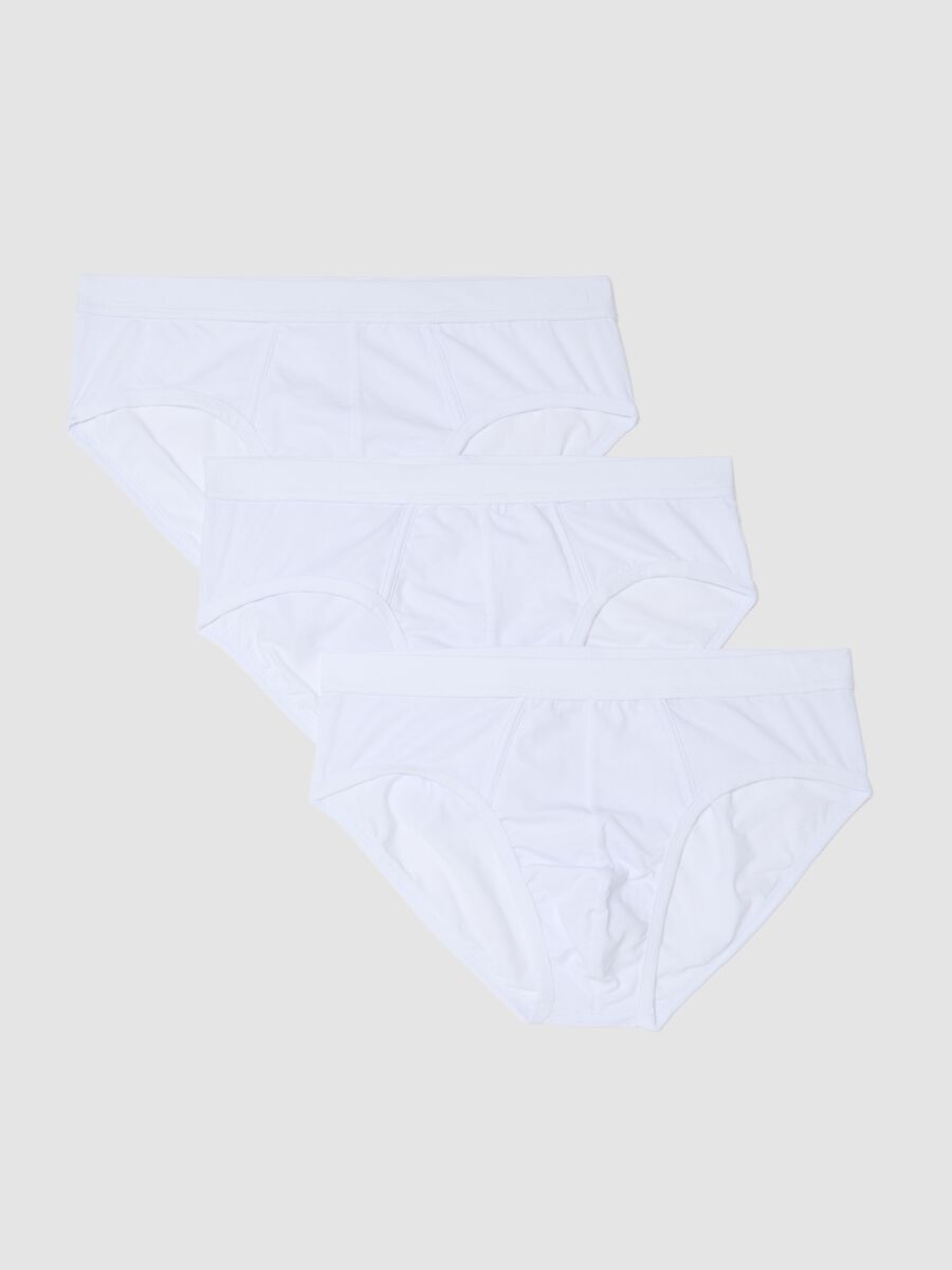 3-pack of white stretch cotton briefs, regular fit_0