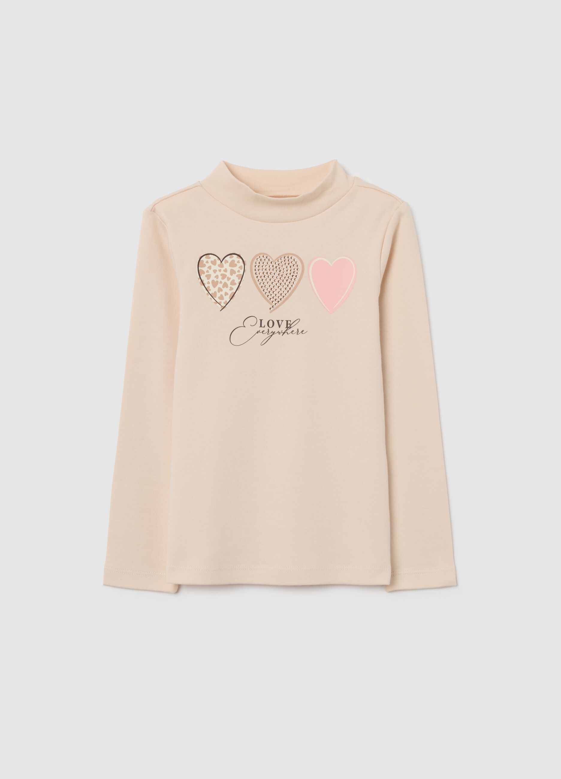Girls' beige pure cotton regular fit sweater