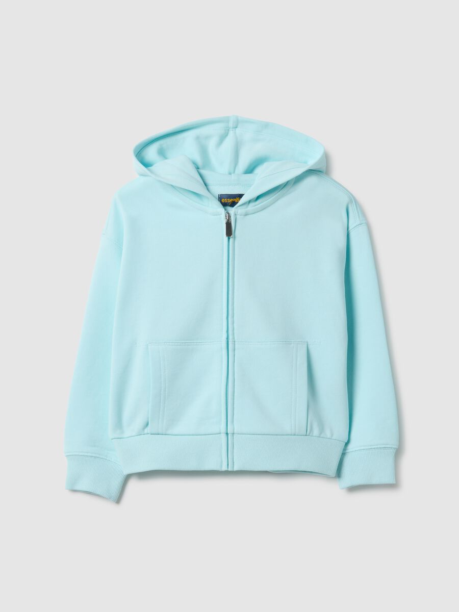 Girls' blue hoodie with zip made from pure cotton, regular fit_0