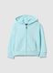 Girls' blue hoodie with zip made from pure cotton, regular fit_0