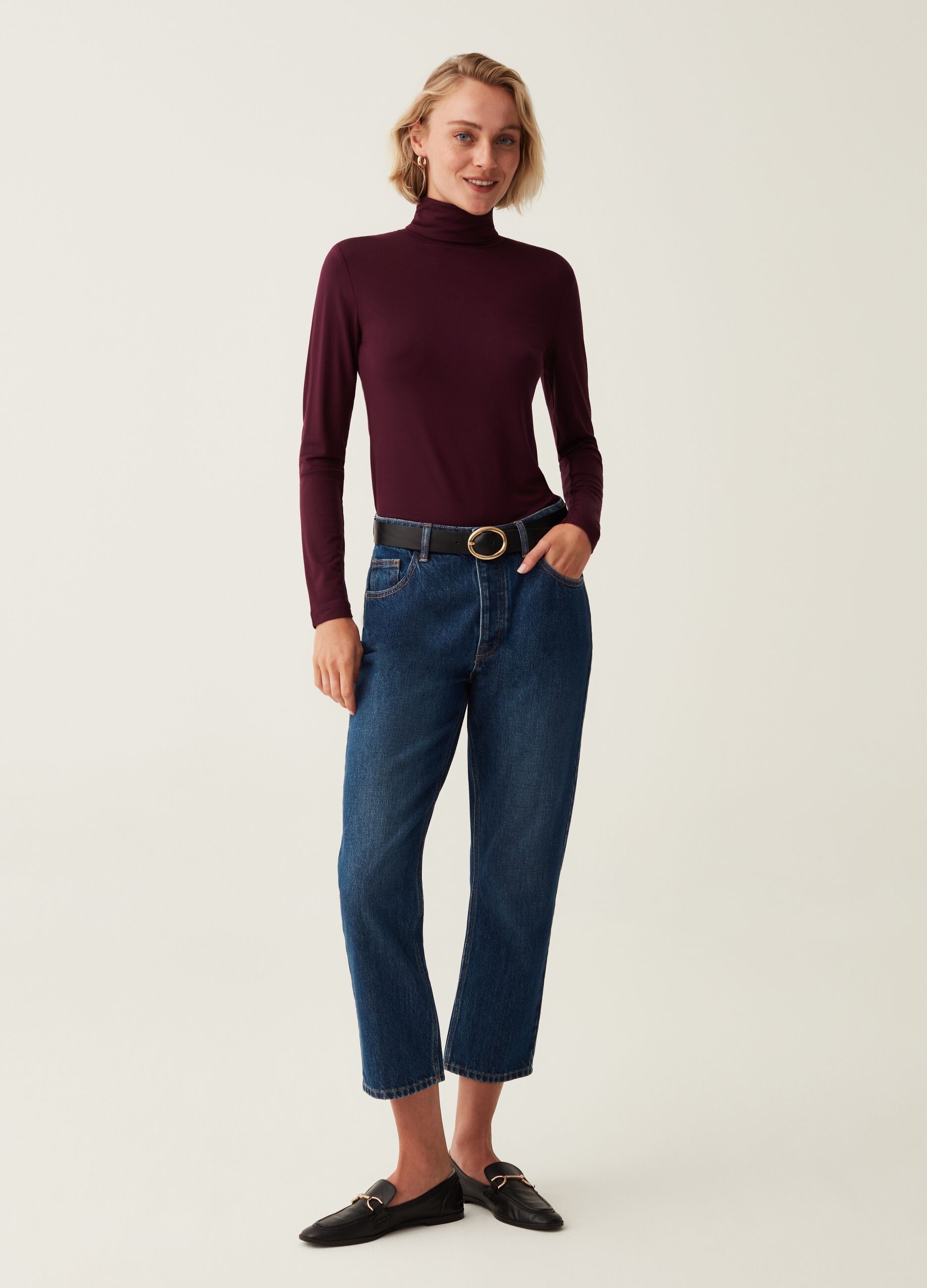 OVS T-shirt a collo alto con maniche lunghe