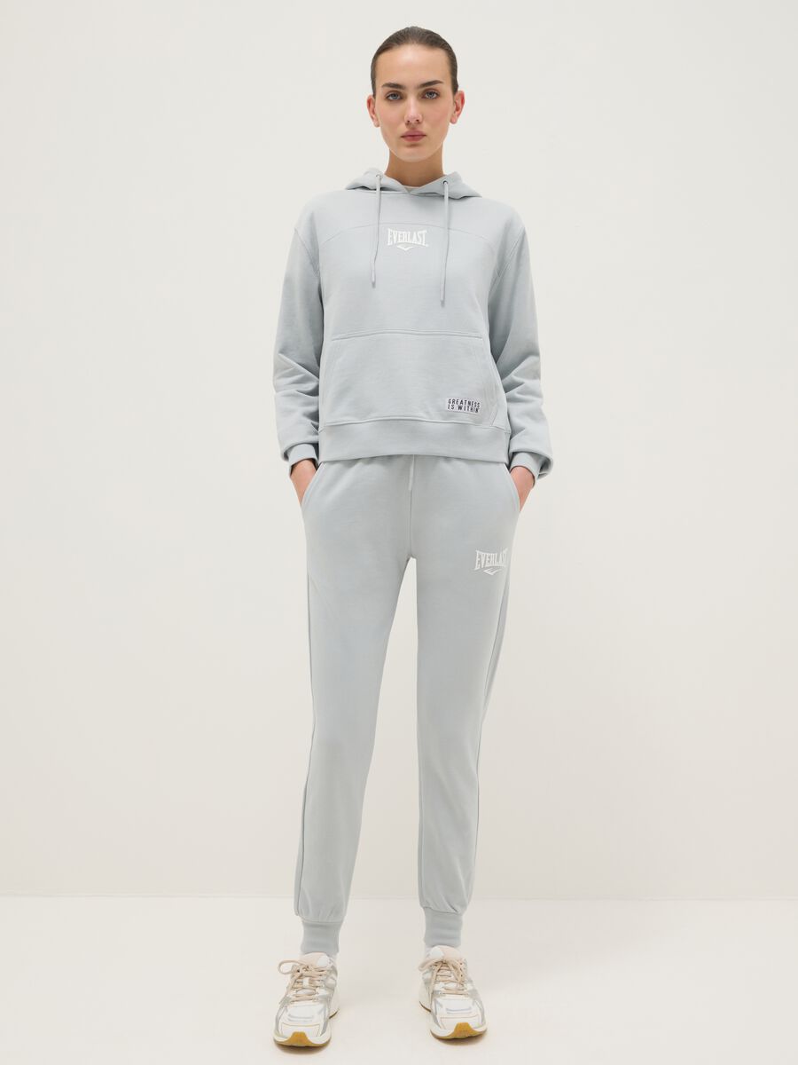 Felpa in misto cotone grigia regular fit con cappuccio_1