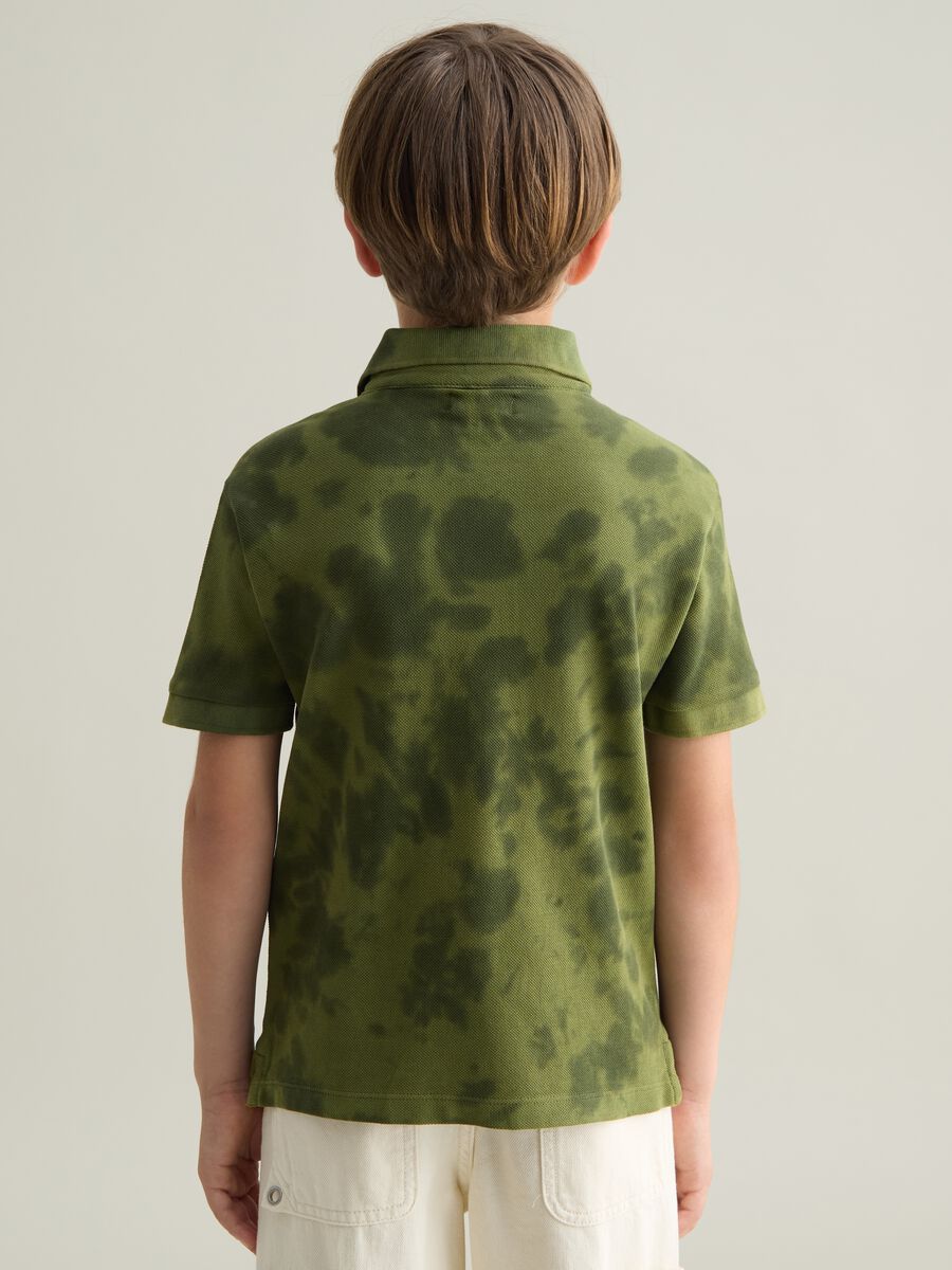 Green short sleeve cotton polo with tiger print_2