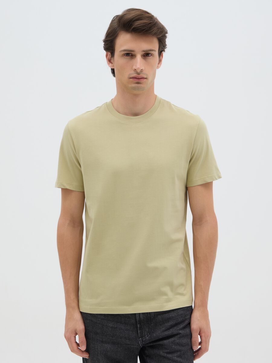 Men's green pure cotton regular fit T-shirt_0