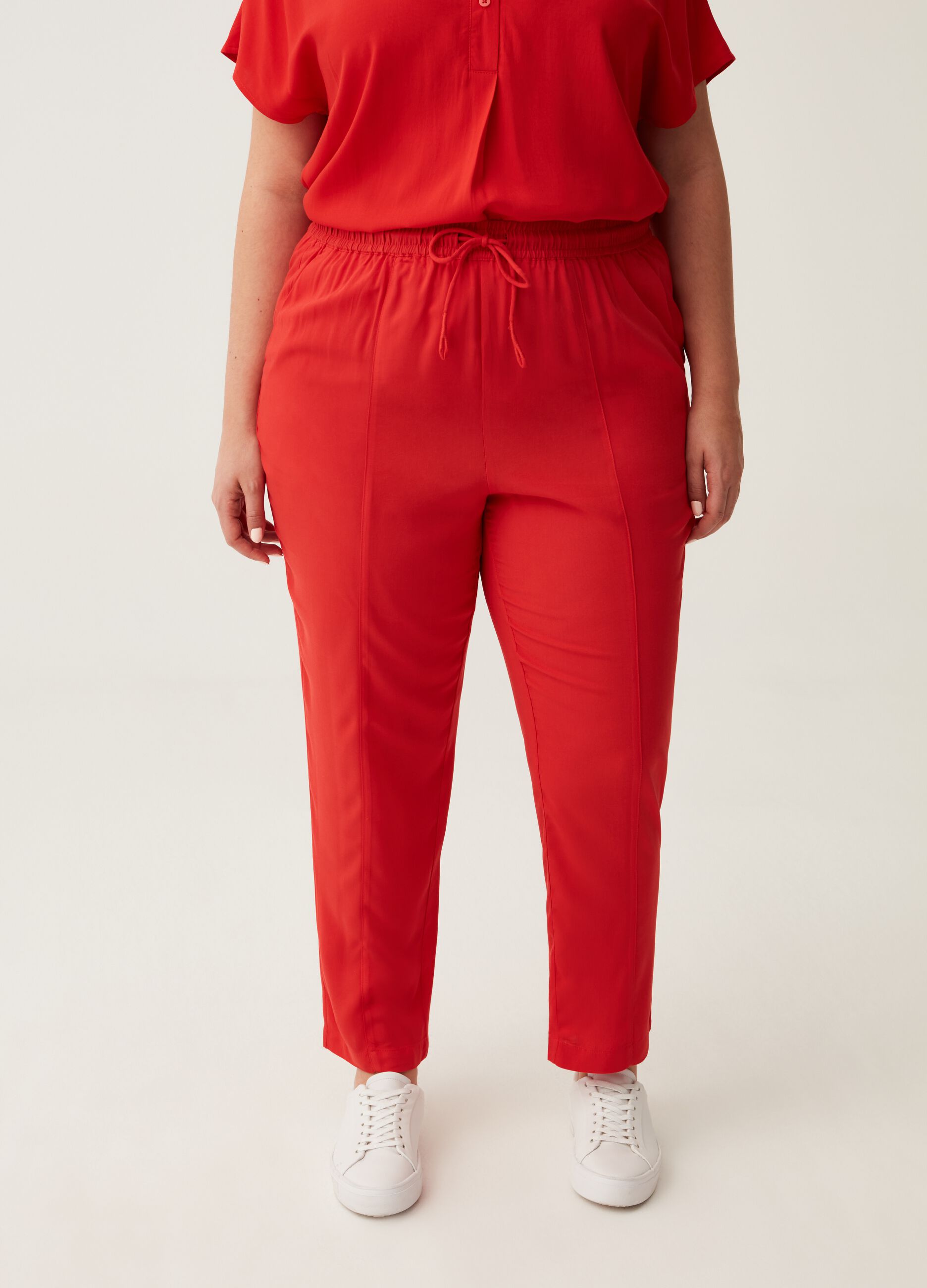 Joggers in viscosa con coulisse Curvy MYA_1